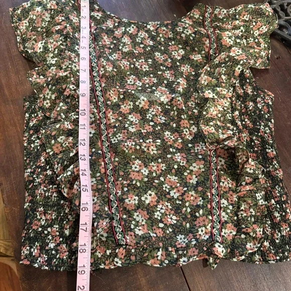 Zara Floral Ruffle Blouse with Beaded Embroidery - Picture 6 of 8